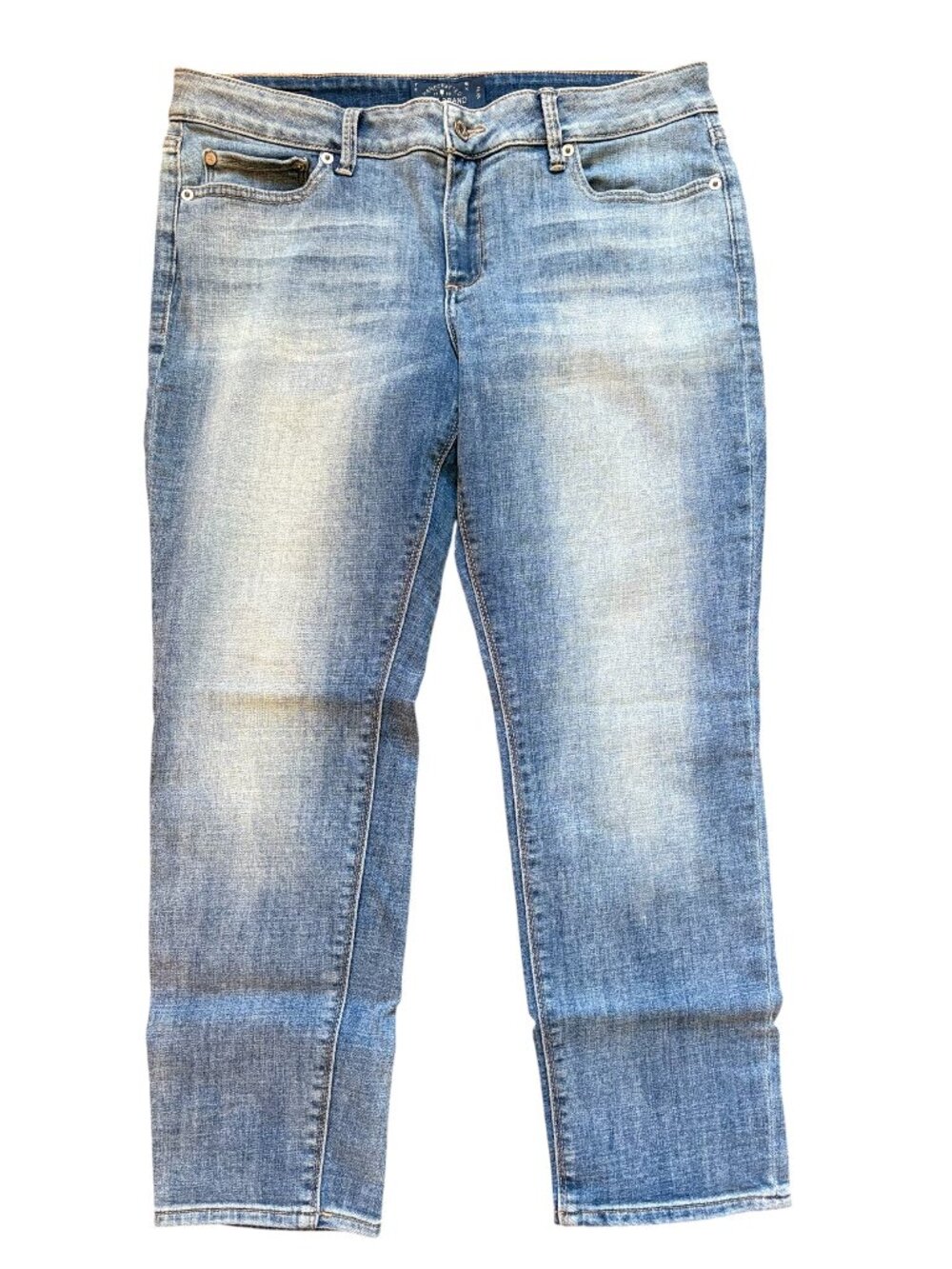 Lucky Brand Lolita Capri Straight Jeans Women’s Light Wash Distressed Fade Denim